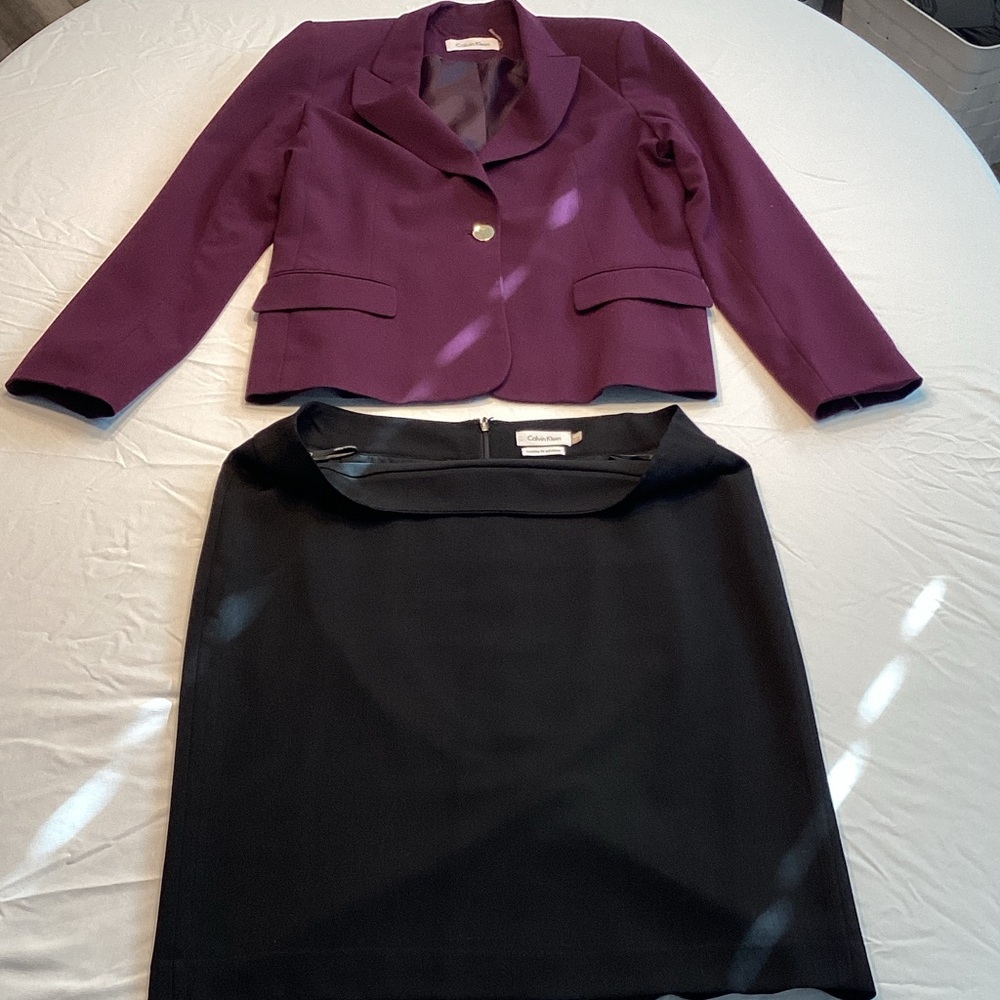 Calvin Klein Collection Plum Blazer and Ebony Skirt Set